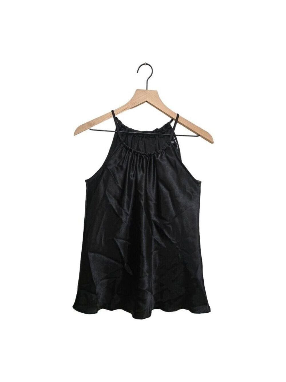 Nik and Nash Black Satin Halter Neck Blouse Sz XS